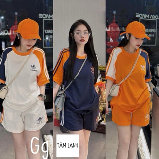 Sét bộ áo thun tay ngắn logo a di đát mới , phối quần đùi cực hot