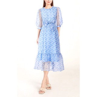 BEUCLOSET - Đầm voan tơ tay lửng hoa nhí