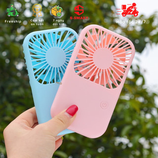 Quạt mini tích điện cầm tay pin lên đến 4h, 3 chế độ gió, có đế kê điện thoại, siêu nhỏ gọn, mỏng nhẹ