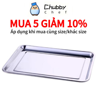 Khay inox đựng thức ăn đáy sâu 4.8cm/ cạn 2cm Chubby Chef đĩa nhà hàng, căng tin, đĩa lớn
