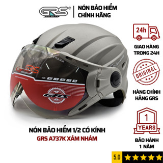  Nón bảo hiểm nửa đầu có kính GRS HELMETS A737K sơn nhám vân mũ mạnh mẽ nam tính an toàn bảo hành 1 năm 
