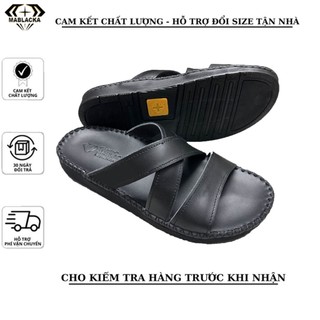 Dép da nam quai chéo đẹp cao cấp thời trang MBK AT71