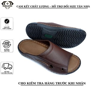 Dép da nam Thiên Ân quai ngang cao cấp da bò thật D98