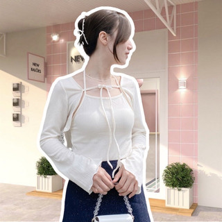Set áo yếm cột cổ và khoác nữ xanh mint