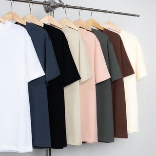 Áo thun, áo phông trơn nam nữ oversize 100% cotton, cổ bo tròn, có thể giặt máy BonBon -  ATHT002