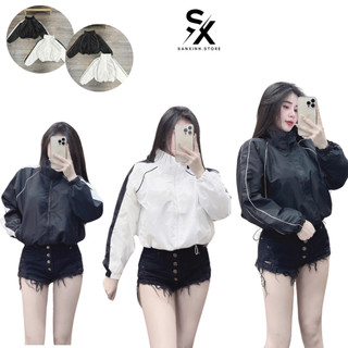 Áo khoác dù croptop nữ 2 lớp thoáng mát có túi trong áo khoác nữ basic chống nắng chống gió SXCRT02