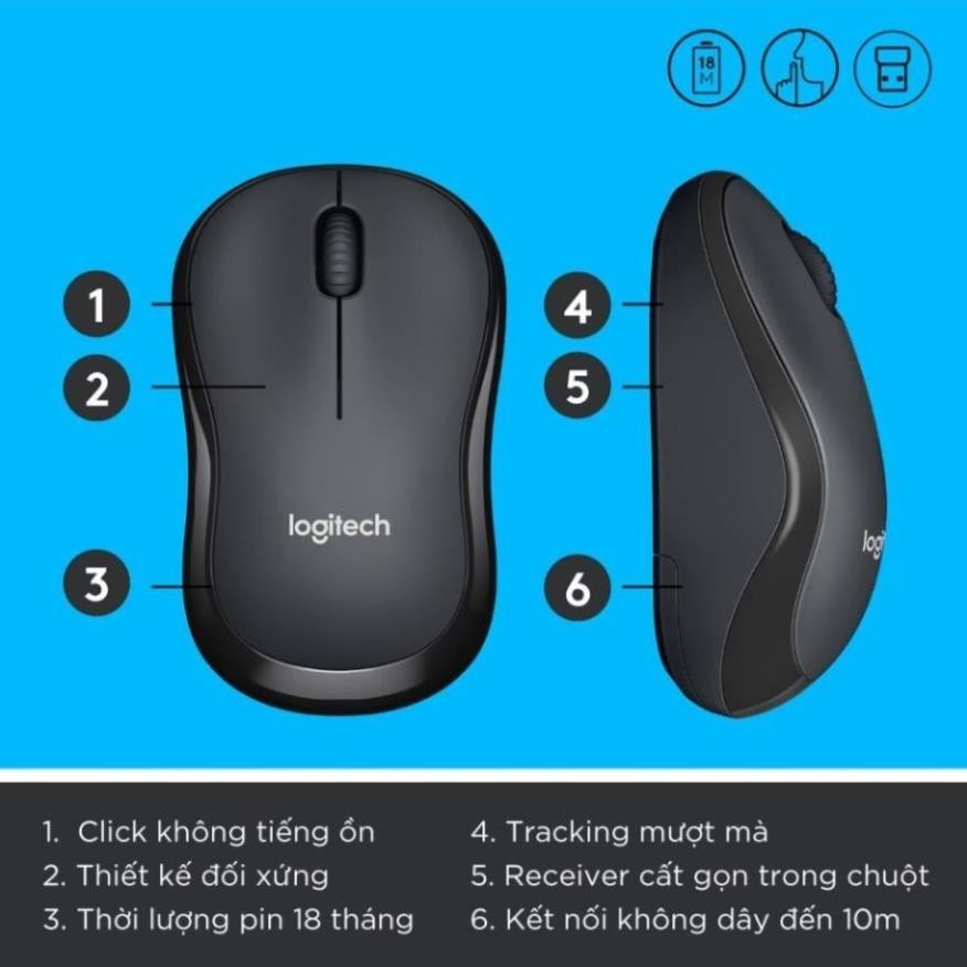 Chuột Không Dây Logitech Silent M220  phù hợp cho PC/ Laptop Giảm 90% Tiếng Ồn Bảo Hành Đổi Mới | M220 | BigBuy360 - bigbuy360.vn
