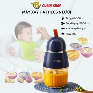 Máy xay đa năng hattiecs 6, 8 lưỡi cối thủy tinh cho bé ăn dặm, bộ máy xay hattiecs xay thịt cho bé ăn dặm