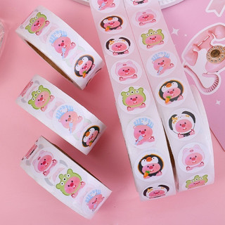 Cuộn 500 Thank You Sticker Loopy Màu Hồng Dễ Thương Dán Trang Trí | homiehouse77