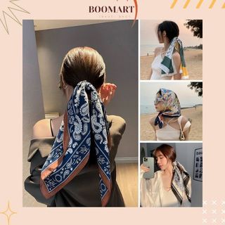 Khăn lụa vuông quàng cổ size 70*70 HOKO choàng cổ turban thắt túi thắt áo bằng lụa