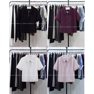 Marki/ áo polo basic khoá kéo cộc tay a397