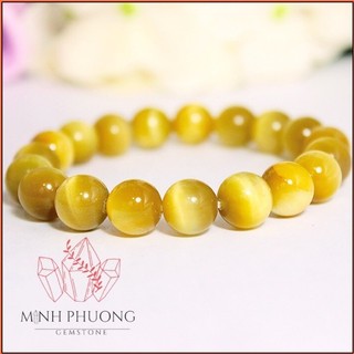 Vòng tay Phong Thủy đá MAT HO Vàng Tâm đủ size - Hợp mệnh Kim, Thổ - Tặng kèm hộp đựng