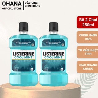 [250mlx2] Bộ 2 Chai Nước Súc Miệng Listerine Diệt Khuẩn, Giữ Hơi Thở Thơm Mát Listerine Coolmint Mouthwash (250ml x 2)
