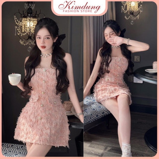 💖Ả𝐍𝐇 𝐓𝐇Ậ𝐓💖Đầm cup dạ lông xù dáng xòe nhẹ siêu xinh - Kim Dùn Store