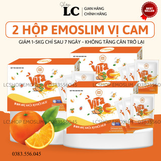 Combo 3 hộp giảm cân emoslim, emo detox nước uống trái cây giảm cân vị cam/giam can nhanh/ giam mo bung/thuoc giam can