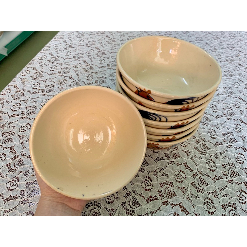 Chén ăn cơm kiểu xưa vẽ gà (chiều cao 5cm, đường kính miệng chén 11.5cm)