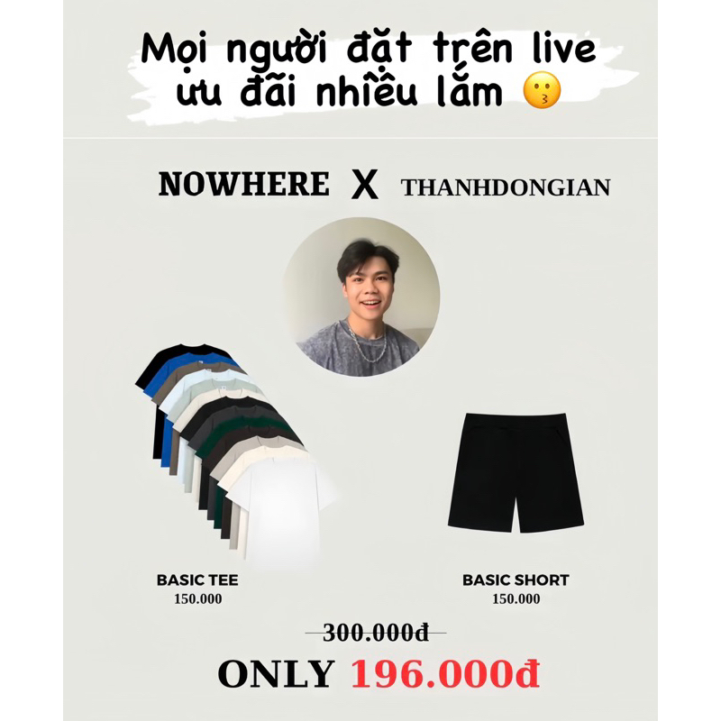 Áo thun trơn+ Quần Basic NOWHERE [ Combo]