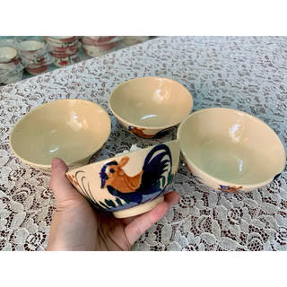 Chén ăn cơm kiểu xưa vẽ gà (chiều cao 5cm, đường kính miệng chén 11.5cm)