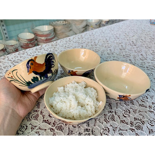 Chén ăn cơm kiểu xưa vẽ gà (chiều cao 5cm, đường kính miệng chén 11.5cm)