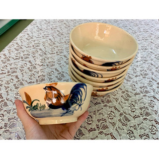 Chén ăn cơm kiểu xưa vẽ gà (chiều cao 5cm, đường kính miệng chén 11.5cm)