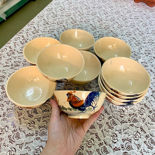 Chén ăn cơm kiểu xưa vẽ gà (chiều cao 5cm, đường kính miệng chén 11.5cm)