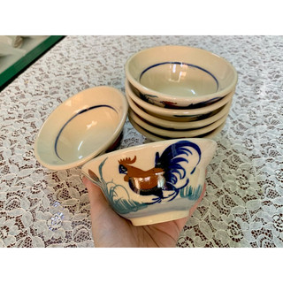 Chén chiết yêu / chén nón/ bát nón vẽ gà kiểu cổ xưa/ bát cơm/ bát canh