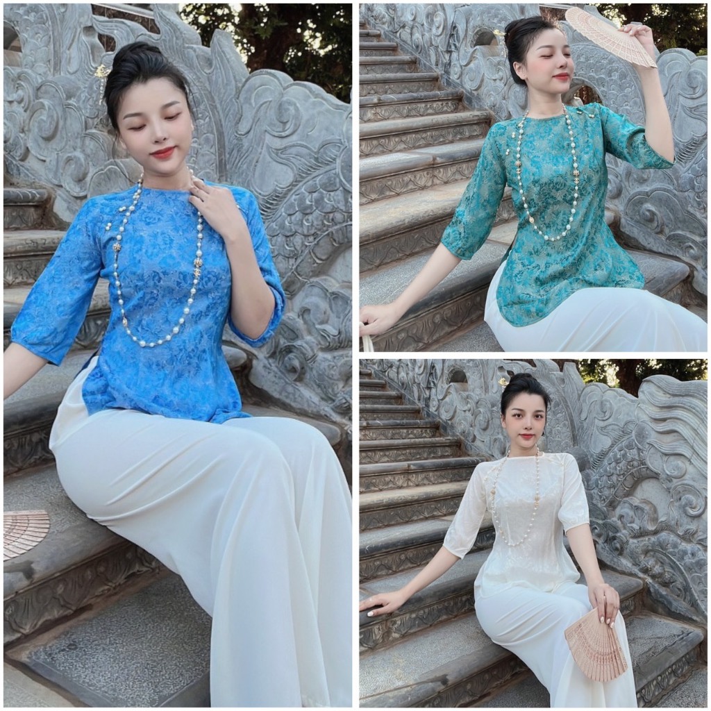 Đồ Lam Đi Chùa # Mẫu Cúc Ngọc Lụa Gấm # Quần Áo Nữ