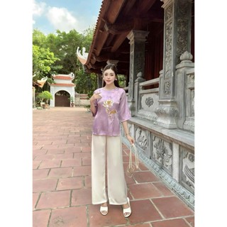 Đồ Lam Đi Chùa # Mẫu Cúc Ngọc Lụa Gấm # Quần Áo Nữ
