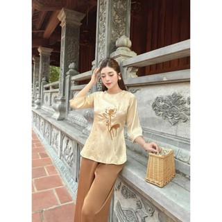 Đồ Lam Đi Chùa # Mẫu Cúc Ngọc Lụa Gấm # Quần Áo Nữ