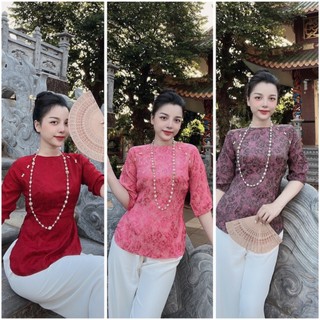 Đồ lam đi chùa # mẫu cúc ngọc lụa gấm # quần áo nữ