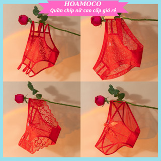 Quần Lót Nữ , Combo 4 Chiếc Quần Lót Ren Nữ Màu Đỏ Mềm Mại Cao Cấp R49