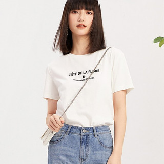 Áo thun nữ form vừa màu trắng, In chữ DE LA chất vải cotton 100% thoáng mát, co giãn 4 chiều, mềm mịn.