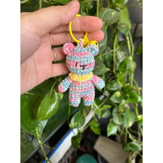 Móc Khoá Gấu Teddy Mini Bằng Len có khóa chuông