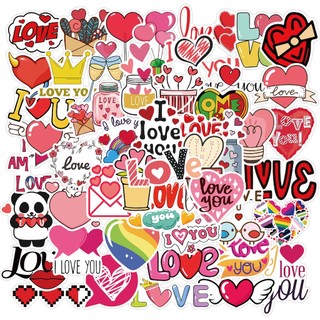 Sticker dán mũ bảo hiểm, hình dán chống nước, sticker dán laptop, điện thoại sét 50 miếng chủ đề tình yêu