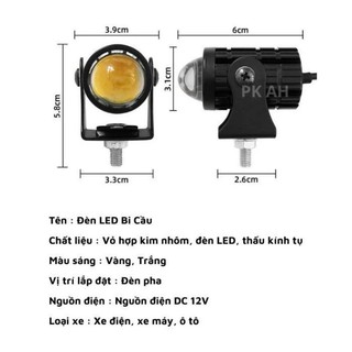Đèn trợ sáng led bi cầu mini 12V