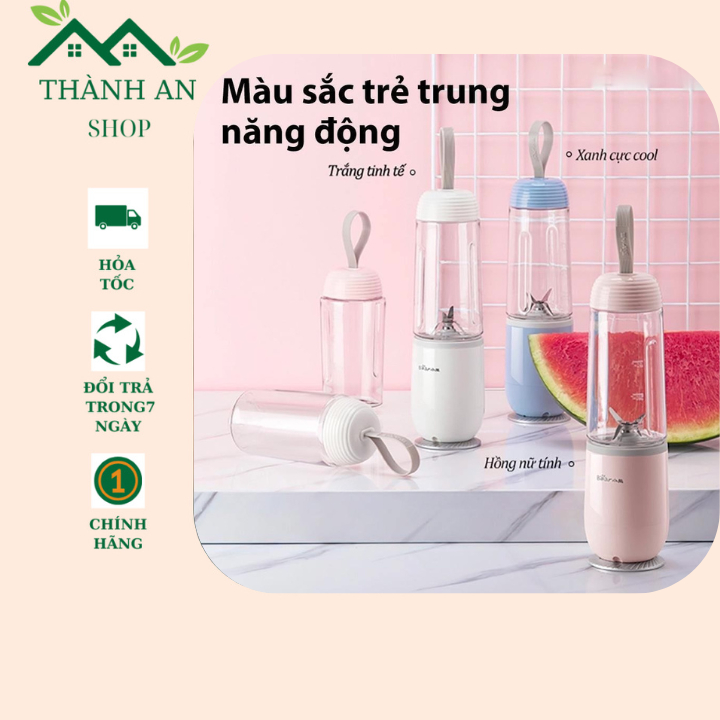 Máy Xay Sinh Tố Mini Cầm Tay Bear LLJ-D04B1, 2 Cốc x 350ML - Chính Hãng - BH 12 Tháng