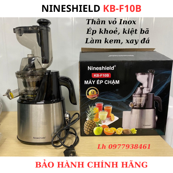 Máy ép chậm hoa quả Nineshield KB F10B công suất lớn, Máy ép trái cây tốc độ chậm KB-F8B/KB-F8S - Hàng chính hãng