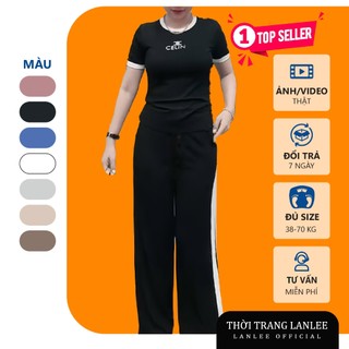 Đồ Bộ Nữ Đi Chơi Thu Đông LANLEE Official Chất Thun Cotton Áo Ngắn Quần Dài Mềm Mịn Co Dãn 4 Chiều Mã Thu T