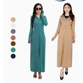 Áo chống nắng nữ toàn thân cotton 2 lớp dáng dài liền thân chất thun lạnh cao cấp