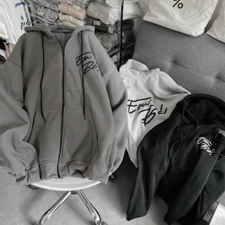 Áo khoác nỉ hoodiezip in chữ em bé form rộng unisex nam nữ