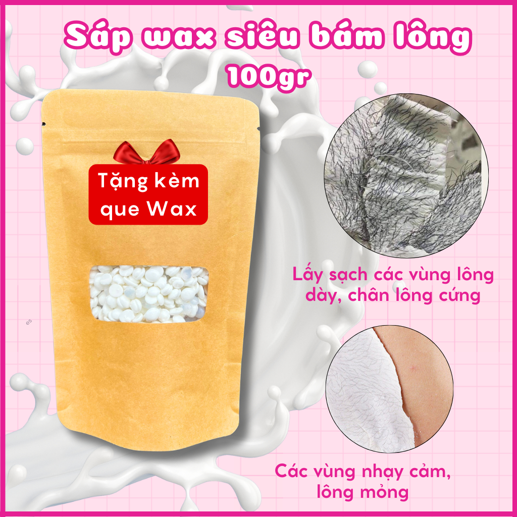 Sáp wax lông nóng siêu bám lông Hard wax Beans tặng kèm que wax 100g