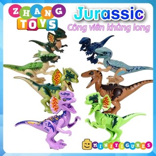 Đồ chơi Xếp hình Công viên khủng long - Jurassic Park - Dilophosaurus Velociraptor - Stygimoloch Minifigures POGO PG8239