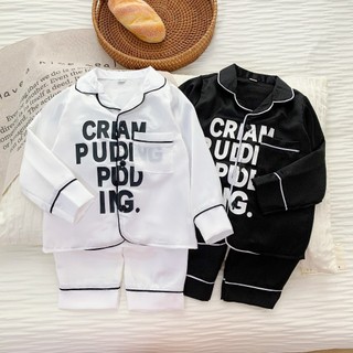 Bộ ngủ dài tay in chữ cho bé trai và bé gái , bộ pijama mặc nhà cho bé yêu từ 6-27kg