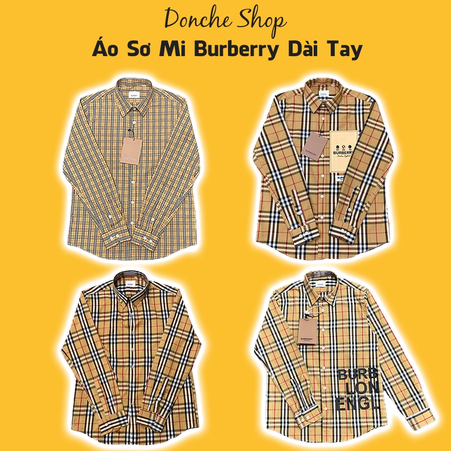 Áo Sơ Mi Burberry Dài Tay Kẻ To Kẻ Nhỏ In Chữ - Áo Sơ Mi Nam Nữ BBR Kẻ Sọc Caro Cao Cấp Full Tag Mác