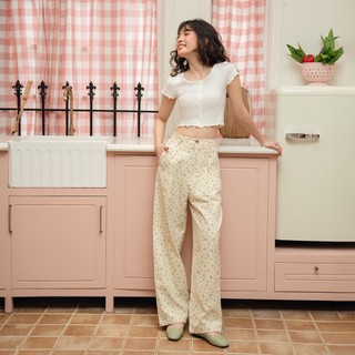 Bleubird quần suông kaki hoa nhí jojo pants