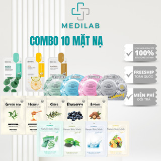 COMBO MIX 10 MẶT NẠ Pretty skin/ Foodaholic/ Mediheal/ 3D/ Banobagi (ngẫu nhiên) -  CÓ SẴN