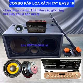 Combo ráp loa xách tay bass 16 thùng dán da, đã bao gồm micro, mạch, phụ kiện kèm theo ráp loa thành phẩm