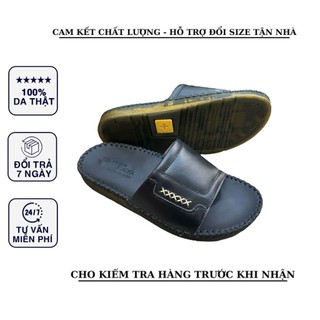 Dép nam quai ngang da bò thật MABLACKA - D304