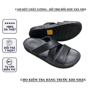 Dép nam quai chéo da bò cao cấp D71 kiểu dáng mạnh mẽ thiết kế ôm chân chông trơn trượt