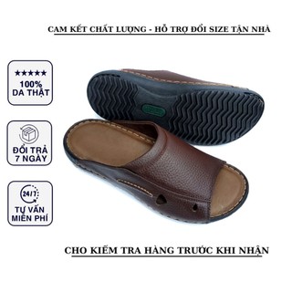 Dép nam da bò trung niên thời trang cao cấp HY98 sang trọng lịch lãm, đế êm cao 2,5cm